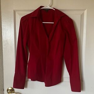 Express Vibrant Red Women's Button Down Shirt